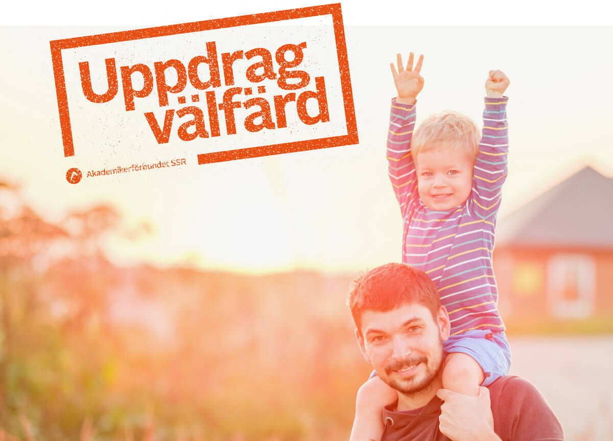 Pappa med barn på axlarna
